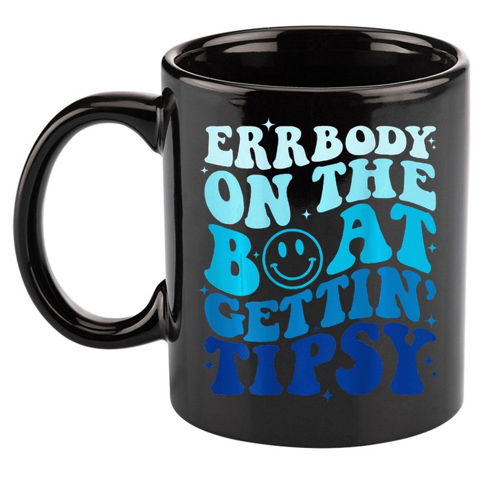 Errbody On The Boat Gettin Tipsy Retro Summer Waving 11oz C Handle Ceramic Mug