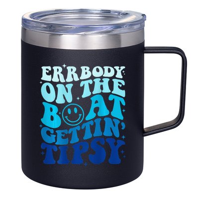 Errbody On The Boat Gettin Tipsy Retro Summer Waving 12oz Stainless Steel Coffee Mug