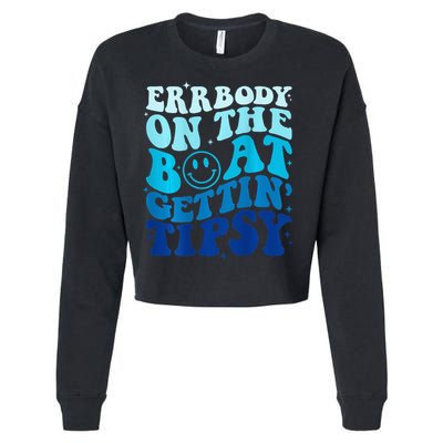 Errbody On The Boat Gettin Tipsy Retro Summer Waving Cropped Pullover Crew