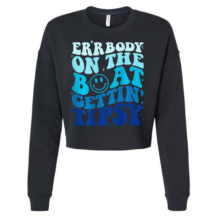 Errbody On The Boat Gettin Tipsy Retro Summer Waving Cropped Pullover Crew