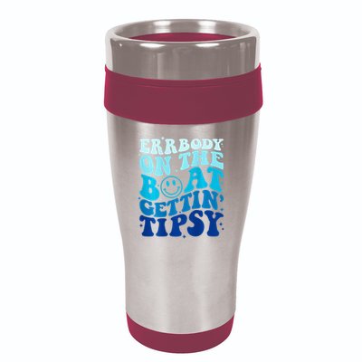 Errbody On The Boat Gettin Tipsy Retro Summer Waving 16oz Travel Tumbler