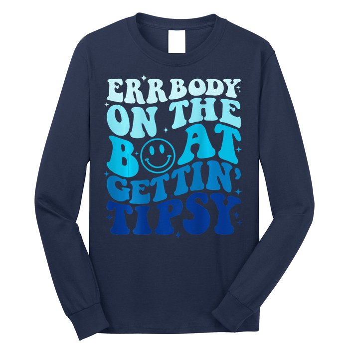 Errbody On The Boat Gettin Tipsy Retro Summer Waving Long Sleeve Shirt