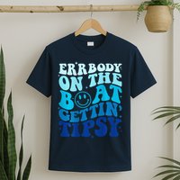 Errbody On The Boat Gettin Tipsy Retro Summer Waving T-Shirt