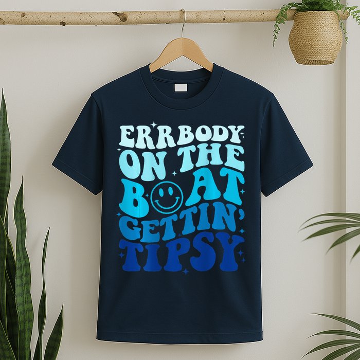 Errbody On The Boat Gettin Tipsy Retro Summer Waving T-Shirt