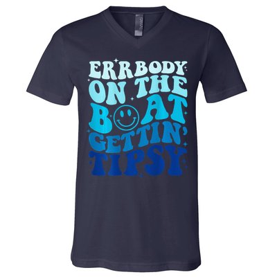 Errbody On The Boat Gettin Tipsy Retro Summer Waving V-Neck T-Shirt
