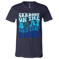 Errbody On The Boat Gettin Tipsy Retro Summer Waving V-Neck T-Shirt