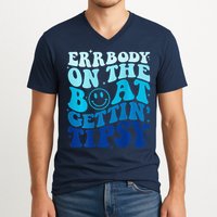 Errbody On The Boat Gettin Tipsy Retro Summer Waving V-Neck T-Shirt