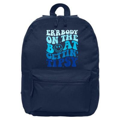 Errbody On The Boat Gettin Tipsy Retro Summer Waving 16 in Basic Backpack