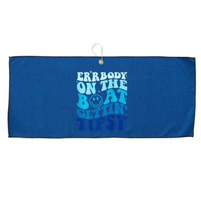 Errbody On The Boat Gettin Tipsy Retro Summer Waving Large Microfiber Waffle Golf Towel