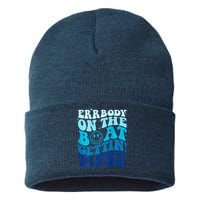 Errbody On The Boat Gettin Tipsy Retro Summer Waving Sustainable Knit Beanie