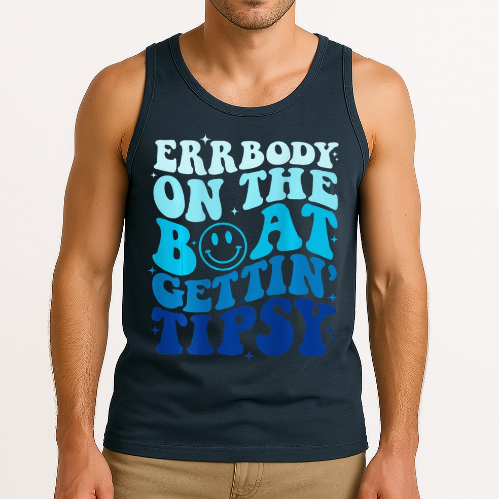 Errbody On The Boat Gettin Tipsy Retro Summer Waving Tank Top