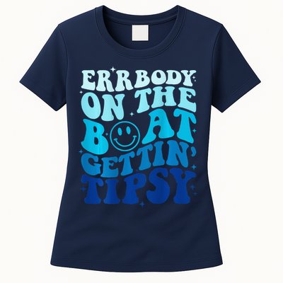 Errbody On The Boat Gettin Tipsy Retro Summer Waving Womens T-Shirt