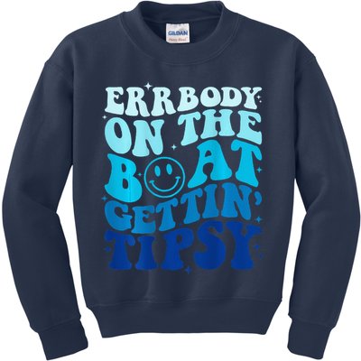 Errbody On The Boat Gettin Tipsy Retro Summer Waving Kids Sweatshirt