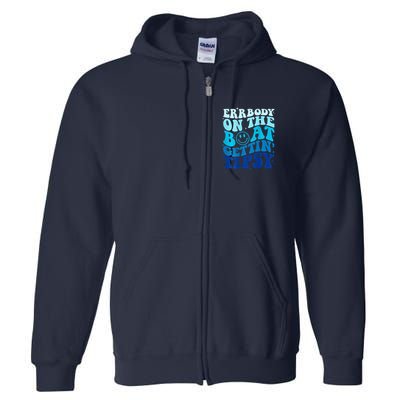 Errbody On The Boat Gettin Tipsy Retro Summer Waving Full Zip Hoodie