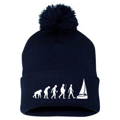 Evolution Of The Sailor Funny Sailing Evolution Pom Pom 12in Knit Beanie