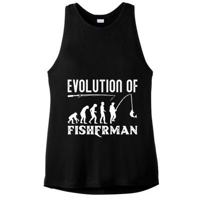 Evolution Of The Fishman Funny Fisherman Ladies PosiCharge Tri-Blend Wicking Tank