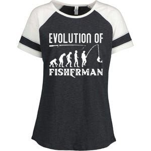 Evolution Of The Fishman Funny Fisherman Enza Ladies Jersey Colorblock Tee