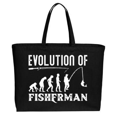 Evolution Of The Fishman Funny Fisherman Cotton Canvas Jumbo Tote