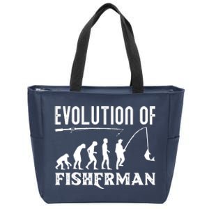 Evolution Of The Fishman Funny Fisherman Zip Tote Bag