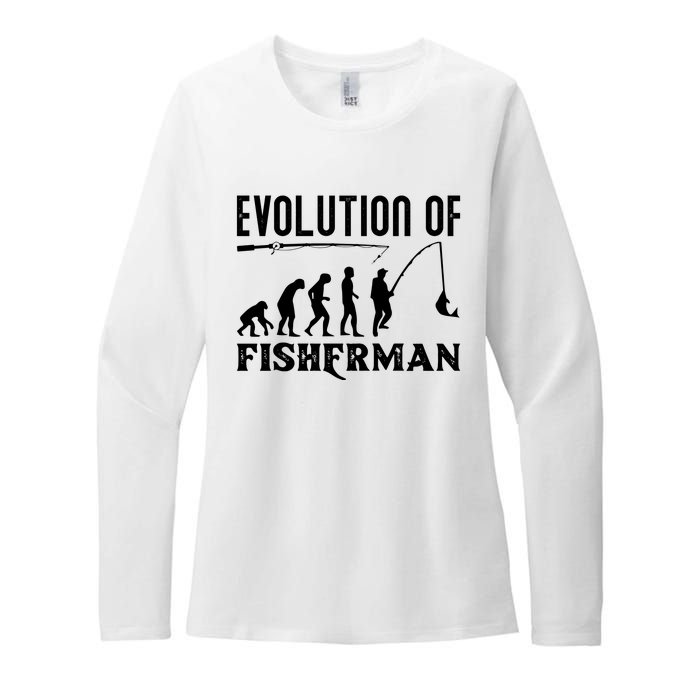 Evolution Of The Fishman Funny Fisherman Womens CVC Long Sleeve Shirt