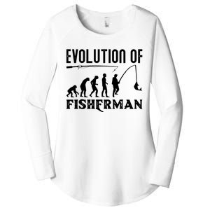 Evolution Of The Fishman Funny Fisherman Women's Perfect Tri Tunic Long Sleeve Shirt