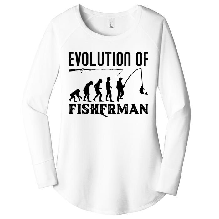 Evolution Of The Fishman Funny Fisherman Women's Perfect Tri Tunic Long Sleeve Shirt