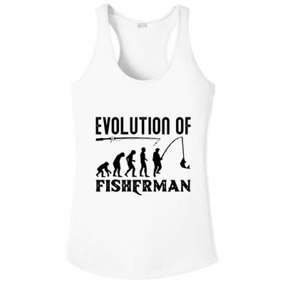Evolution Of The Fishman Funny Fisherman Ladies PosiCharge Competitor Racerback Tank