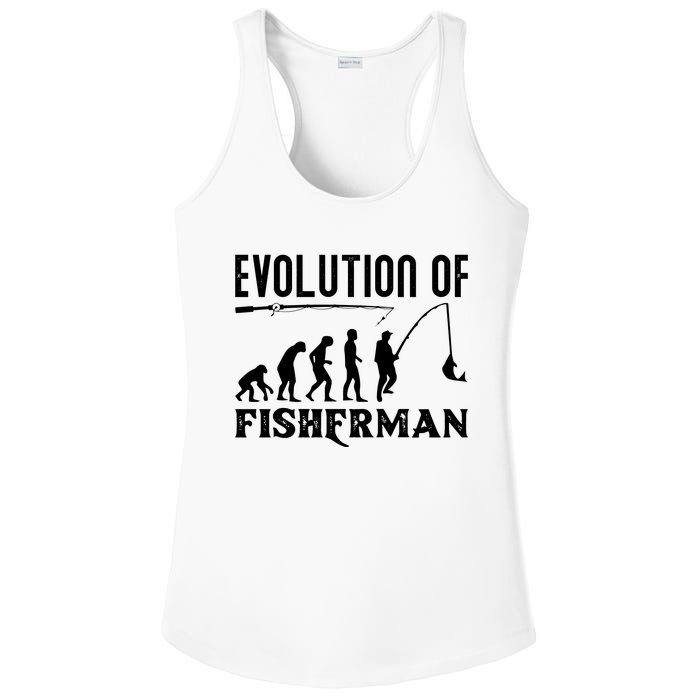 Evolution Of The Fishman Funny Fisherman Ladies PosiCharge Competitor Racerback Tank