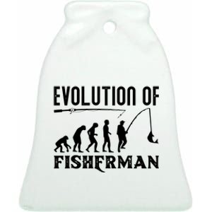 Evolution Of The Fishman Funny Fisherman Ceramic Bell Ornament