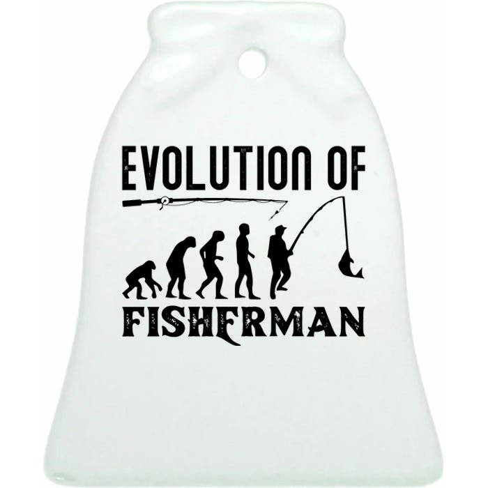 Evolution Of The Fishman Funny Fisherman Ceramic Bell Ornament