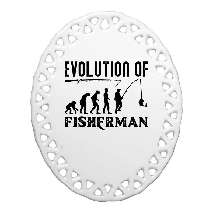 Evolution Of The Fishman Funny Fisherman Ceramic Oval Ornament