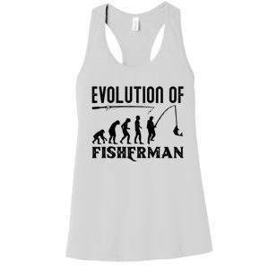 Evolution Of The Fishman Funny Fisherman Women's Racerback Tank