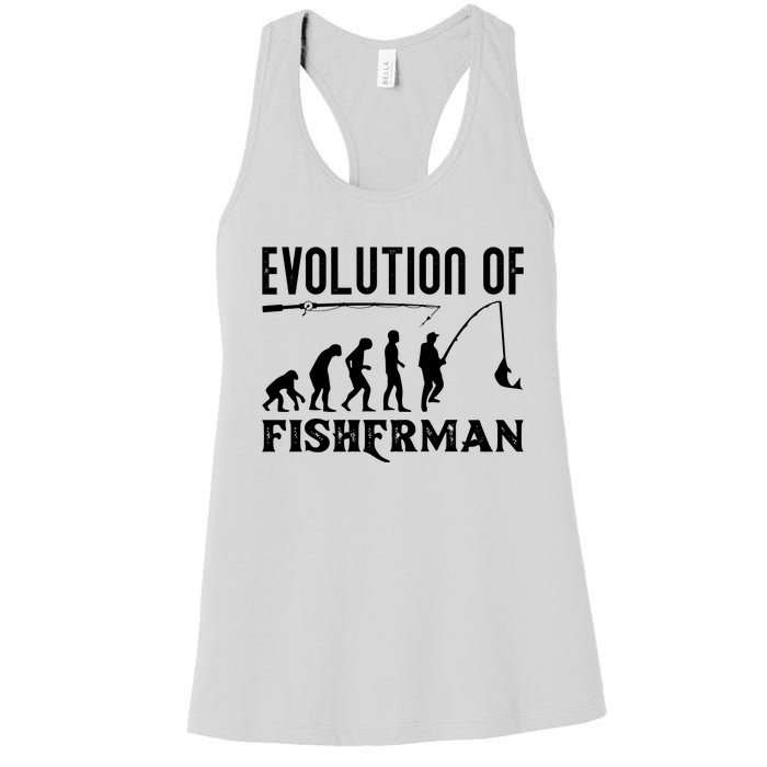 Evolution Of The Fishman Funny Fisherman Women's Racerback Tank