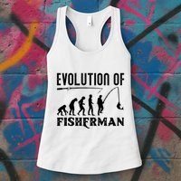 Evolution Of The Fishman Funny Fisherman Womens Tank Top
