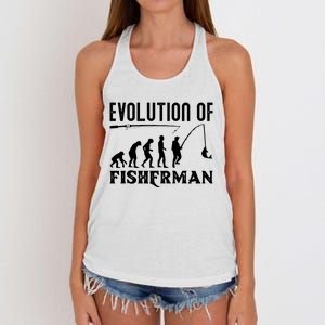 Evolution Of The Fishman Funny Fisherman Women's Knotted Racerback Tank