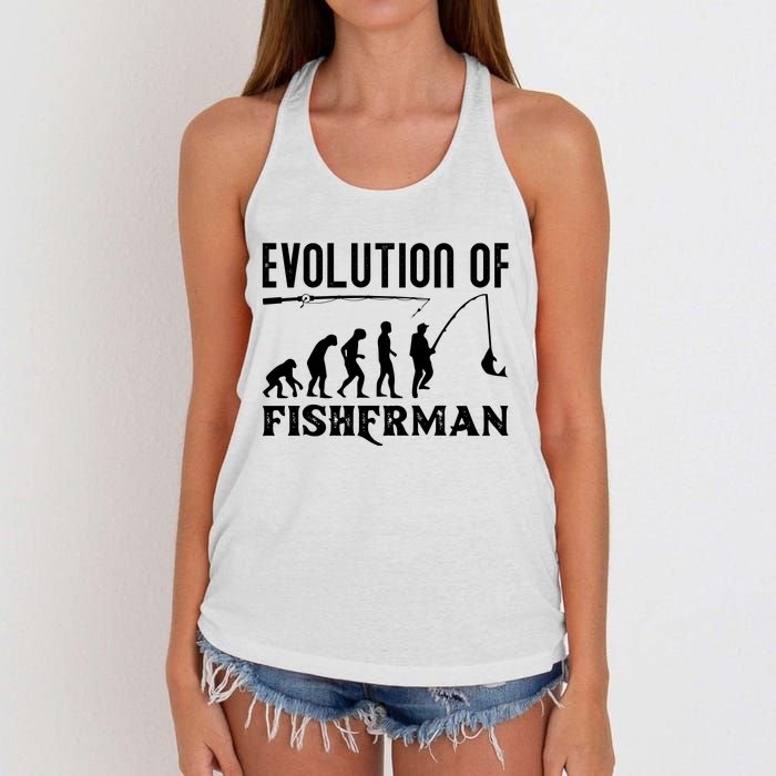 Evolution Of The Fishman Funny Fisherman Women's Knotted Racerback Tank