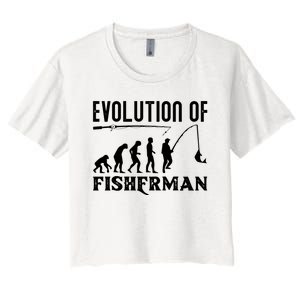 Evolution Of The Fishman Funny Fisherman Women's Crop Top Tee