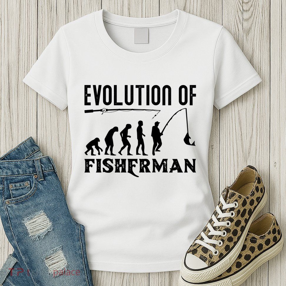 Evolution Of The Fishman Funny Fisherman Womens T-Shirt