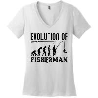 Evolution Of The Fishman Funny Fisherman Women's V-Neck T-Shirt