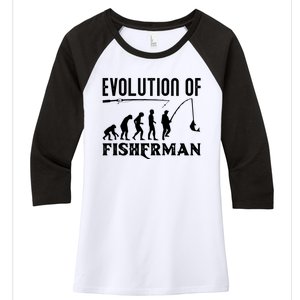 Evolution Of The Fishman Funny Fisherman Women's Tri-Blend 3/4-Sleeve Raglan Shirt