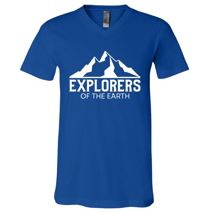 Explorers Of The Earth For Nature Lovers Illustration Gift V-Neck T-Shirt