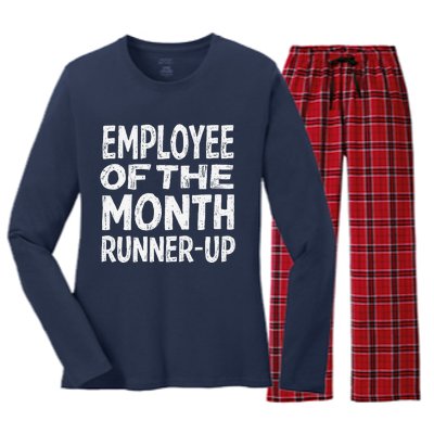 Employee Of The Month Runnerup Funny Office Humor Women's Long Sleeve Flannel Pajama Set 