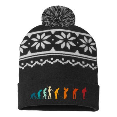 Evolution Of The Golfing Man USA-Made Snowflake Beanie