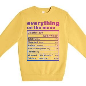 Everything On The U Nutrition Facts Thanksgiving Food Great Gift Premium Crewneck Sweatshirt