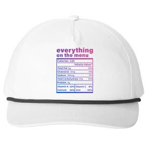 Everything On The U Nutrition Facts Thanksgiving Food Great Gift Snapback Five-Panel Rope Hat