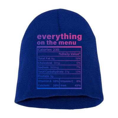 Everything On The U Nutrition Facts Thanksgiving Food Great Gift Short Acrylic Beanie