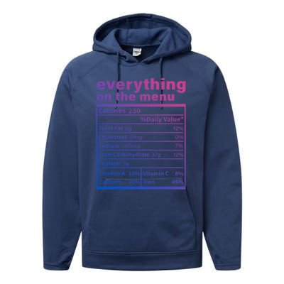 Everything On The U Nutrition Facts Thanksgiving Food Great Gift Performance Fleece Hoodie