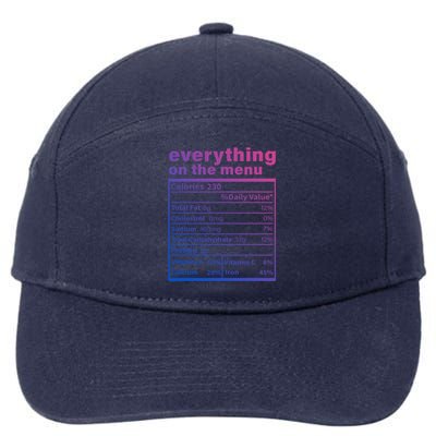 Everything On The U Nutrition Facts Thanksgiving Food Great Gift 7-Panel Snapback Hat