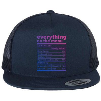 Everything On The U Nutrition Facts Thanksgiving Food Great Gift Flat Bill Trucker Hat