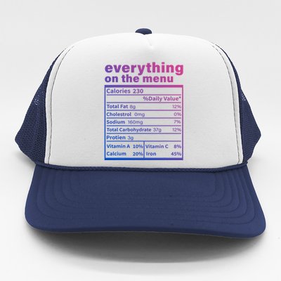 Everything On The U Nutrition Facts Thanksgiving Food Great Gift Trucker Hat